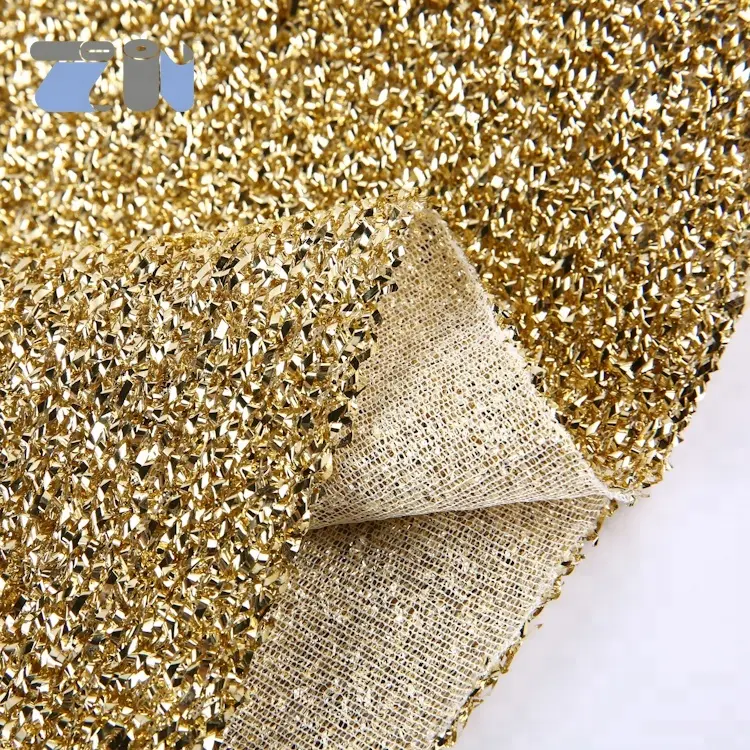 sponge lurex knit metallic fabric for christmas decoration gold lurex knitted fabric for carnival and christmas