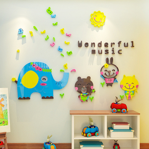 Autocollant mural <span class=keywords><strong>en</strong></span> acrylique 3D de dessin animé musical pour enfants, décoration de <span class=keywords><strong>la</strong></span> maison, autocollant mural pour chambre d'enfant, salle de jeux de <span class=keywords><strong>maternelle</strong></span> - Product Image 3