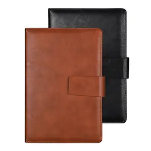 Cuaderno <span class=keywords><strong>A5</strong></span> personalizado de cuero de PU alto, diario de tapa dura de negocios con hilo de botón magnético en <span class=keywords><strong>T</strong></span>, encuadernación de costura del fabricante - Product Image 1