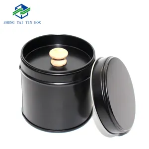 black matt metal cylinder tea box double lid tea storage tin airtight metal tea tin