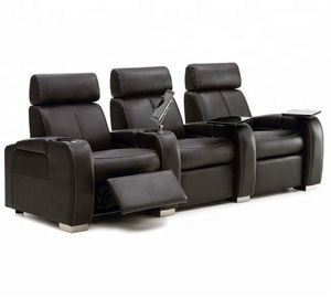 Canapé inclinable avec rétro-éclairage, 3 places en tissu et cuir PU, pour Home cinéma - Product Image 2