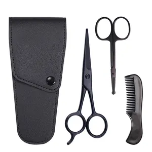 Men's care black theme beard trimming small scissors