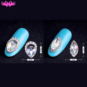 3d colourful nail art decals for beauty salon distributor with wholesale rhinestone