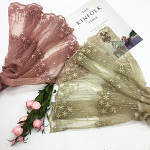Chales de encaje de alta calidad para mujer, Hijab musulmán con cuentas de perlas de algodón, bufanda, turbante de flores