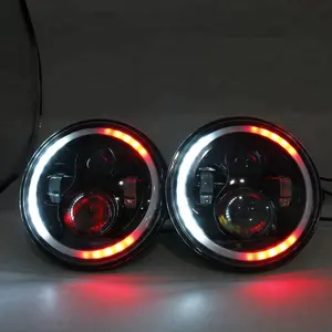 7 "Led Rgb Verlichting Drl Halo Ring Ronde Licht Met App Afstandsbediening Voor Jeep Wrangler Jk Cj 7 inch Rgb Led Koplamp