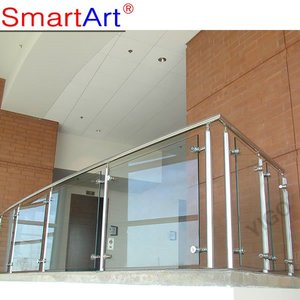 Balustrade moderne <span class=keywords><strong>en</strong></span> <span class=keywords><strong>acier</strong></span> <span class=keywords><strong>inoxydable</strong></span> et <span class=keywords><strong>acier</strong></span> au carbone avec verre trempé résistant à l'eau pour villa, avec caches-embouts - Product Image 2
