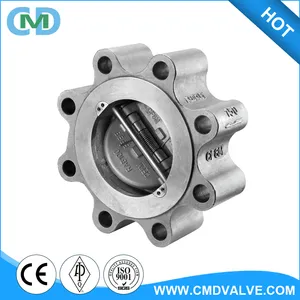 Check Valve SS Stainless Steel CF8 DN150 PN16 Spring Wafer Butterfly Disc Check Valve