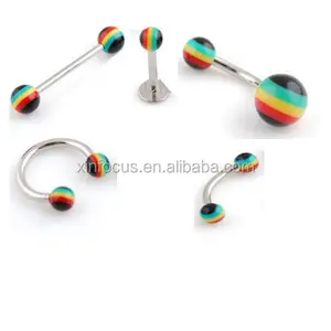 Rasta Barriga Nariz Lábio Sobrancelha Tongue Anel Rasta Piercing Body Piercing Jóias Atacado Labret Anel