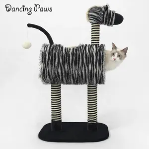 Rumah Kucing Zebra Gaya Kebun Binatang, Pohon Kucing, Tiang Garukan <span class=keywords><strong>Sisal</strong></span> untuk Kucing, Mainan - Product Image 1