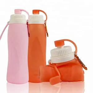 زجاجة مياه للشرب من السيليكون مقاومة للتسرب, زجاجة صديقة للبيئة قابلة للطي أثناء ممارسة الرياضة أثناء السفر