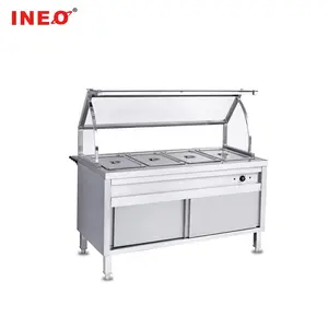 Restaurante Acero inoxidable 4 sartenes Buffet Bain Marie