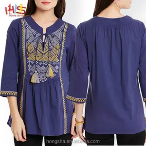 Long kurti neck designs of kurtis blue embroidery kurti with jacket designs image