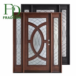 Pintu Desain Lengkungan Pintu Masuk Depan Kayu Solid Satu Setengah Bundar - Product Image 4