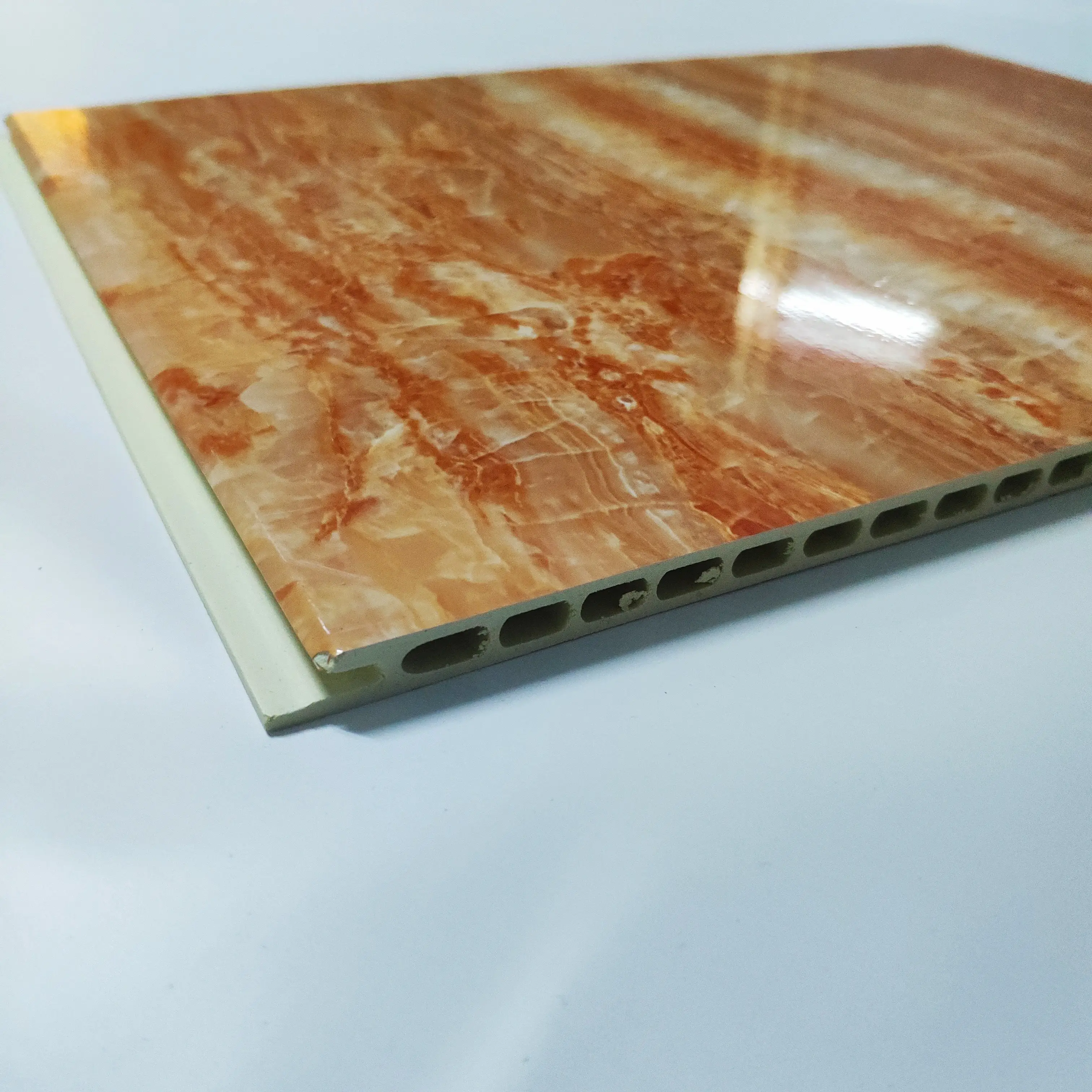 CE Standar 300 Mm Marmer Marmer Waterproof WPC Plastik Dekorasi Interior Wall Panel Dinding Yang Ktv Dekorasi