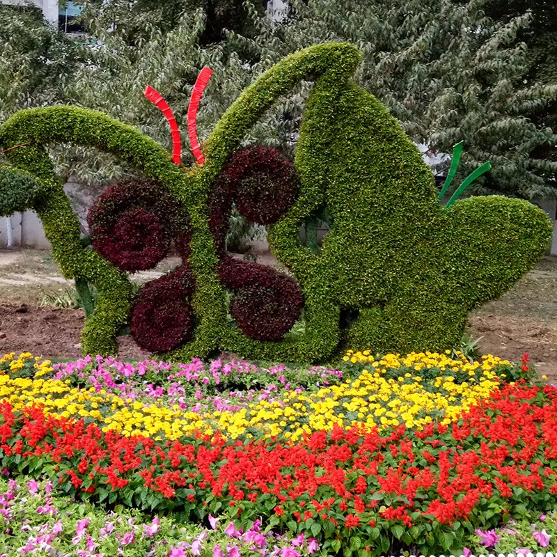 Draht Topiary Rahmen Künstlicher Garten Tier Gras Skulptur Garten Statuen Tiere