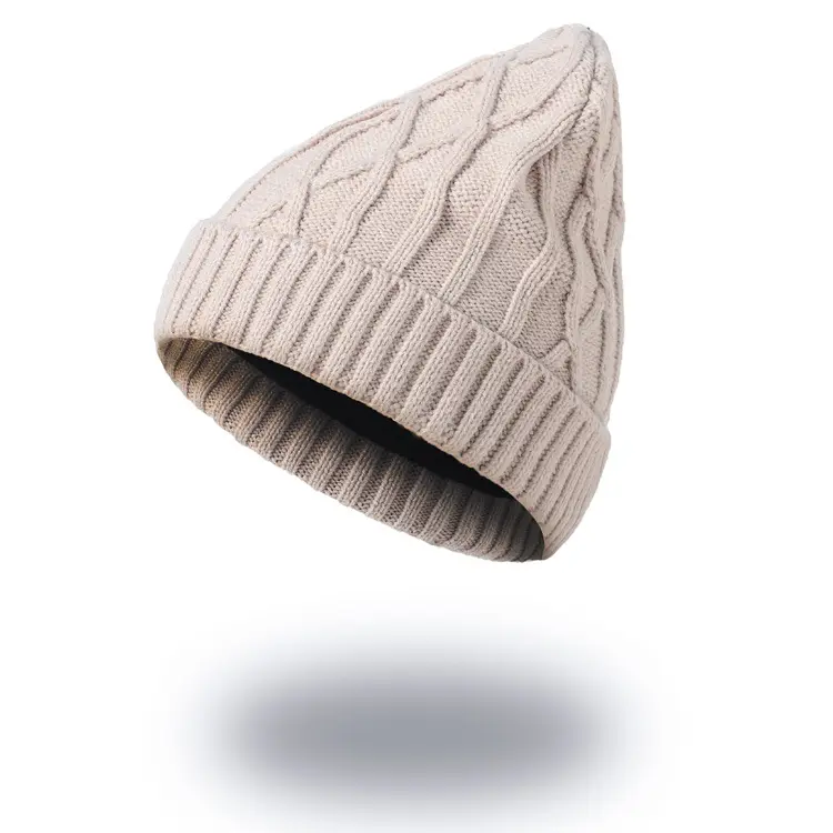 Unisexe hiver chaud cable knit beanie chapeau