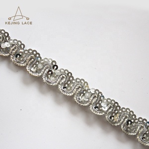 Thời trang kim loại sequin <span class=keywords><strong>TRIM</strong></span> ren trong vàng và bạc cao cấp trang trí cho quần áo và phụ kiện - Product Image 5