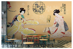 사용자 정의 3D 스테레오 일본어 숙녀 벽화 벽지 초밥 스토어 클럽 복도 현관 벽지 비닐 벽지 - Product Image 6