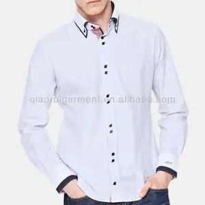 qiao rui italiana degli uomini doppio colletto con asola obliquo camicia casual