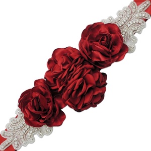 Cinturón de <span class=keywords><strong>boda</strong></span> hecho a mano con diamantes de imitación y perlas para embarazadas, cinturón de maternidad con flores y rosas 3D - Product Image 5