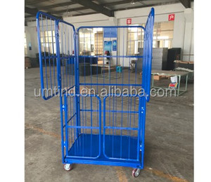 Toz kaplı çelik rulo kafes arabası katlanabilir tel tekerlekli konteyner kapı ile - Product Image 3