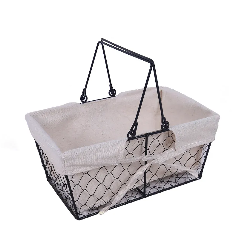 Wire Shopping Basket Design Collapsible Metal Modern Storage Baskets Home Supplies Storage Daily Mess Storage Basket