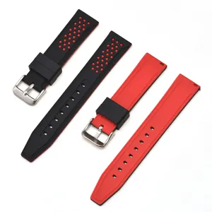 LAIHE New Design Waterproof Silicone Rubber Watch Band Pin Buckle 20mm 22mm 24mm 26mm 6 Colors