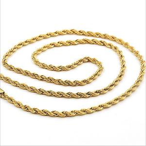 Venta 3mm oro indio collares para Hombres 18 K chapado en oro collar de cuerda <span class=keywords><strong>cadena</strong></span> de los hombres - Product Image 2