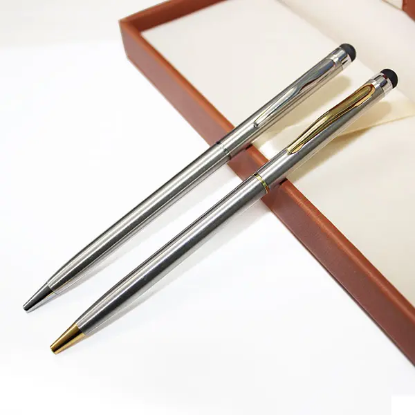 JDB-LO95 Custom Logo Slim and thin metal ballpoint touch pen stainless steel classic cross ball point pen