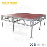 Scène de podium en acrylique pour éclairage de concert en extérieur et en intérieur, avec hauteur réglable de 20 à 200 cm et capacité de charge de 750 kg/m