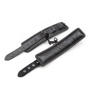 Wrist BDSM Black Leather <strong>Restraints</strong> <strong>Cuffs</strong>, Fetish Adult Submissive Hand and Feet Body <strong>Restraints</strong> - Product Image 3