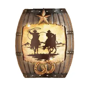 Metal Lighted Western Silhouette Cowboy Wall Art