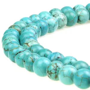 Best Sellers Stone Beads Turquoise Round Loose Beads for Jewelry Making DIY Bracelet Necklace