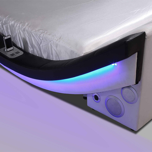 Buona qualità mobili camera da letto moderna forma d'onda in pelle letto musica con la luce del LED