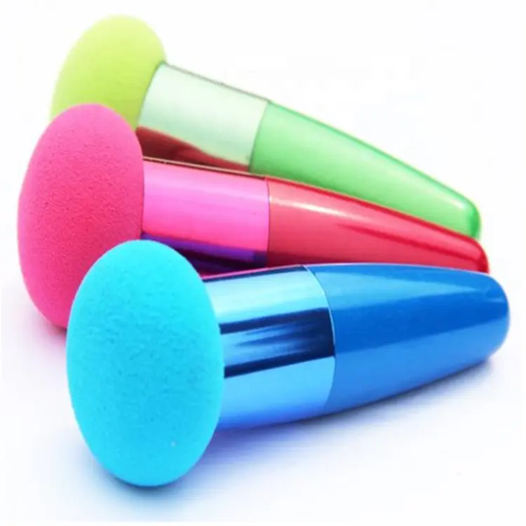 Best selling foundation cosmetic powder puff with metal handle smooth makeup sponge blender