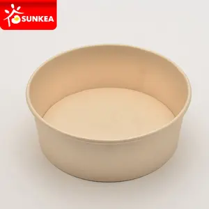 Wholesale Disposable Take Away Food Grade High Quality Customized LOGO Printing Bamboo pulp paper salad bowl with plastic lid