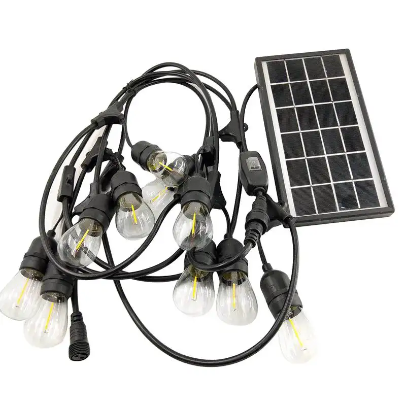 Waterproof outdoor Christmas light string, E26 E27 black solar outdoor string lights