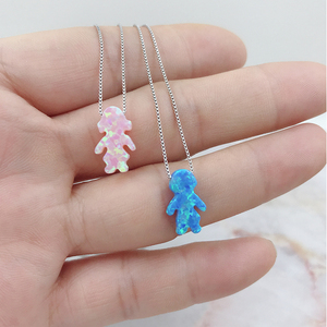 Kalung Jimat Manik Hamsa Opal Warna-warni dengan Rantai Perak - Product Image 2