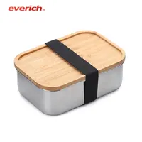 Neuankömmling Umwelt freundliche luftdichte Metall-Edelstahl-Lunchbrot-Bento-Box mit Bambus deckel