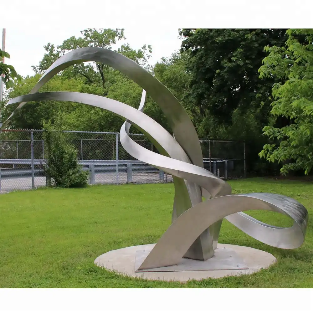 Escultura de jardín abstracta de acero inoxidable grande moderna para exteriores, a la venta