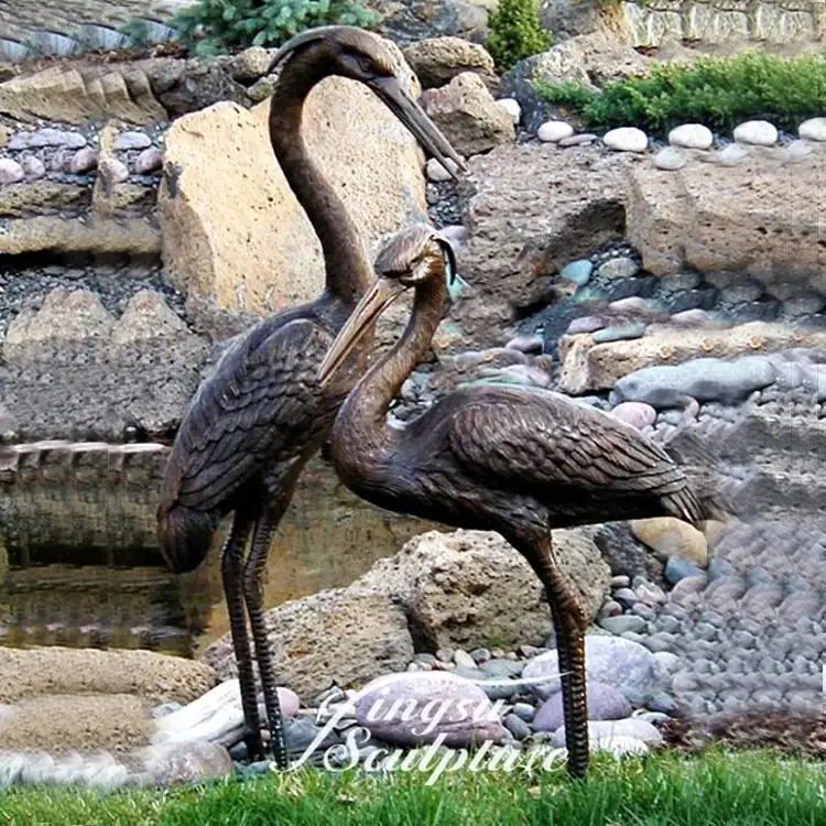 Sculpture en bronze de heron, fournitures professionnelles, 12 pièces