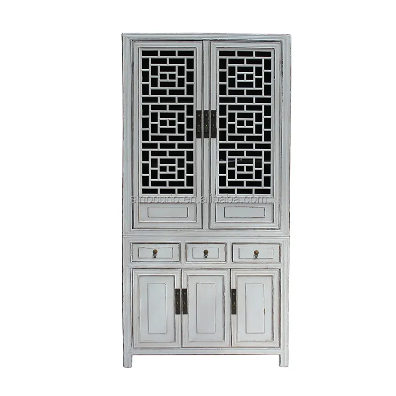 shabby chic kitchen cabinet Solid Wood Carving Antique Furniture