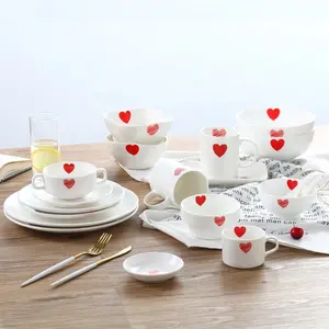 customized elegance fine porcelain heart shape ceramic wedding dinner set bone china