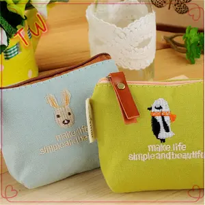 Hot selling newest fashion canvas coin purse zipper mini phone purse for women