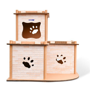 Rumah Hewan Peliharaan Besar DEKU, Rak Kucing dari Karton Bergelombang untuk Kucing Besar - Product Image 6