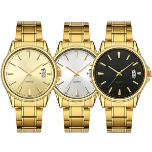 Reloj de pulsera pequeño personalizado para hombre, de lujo, dorado