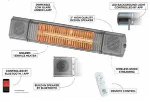 LIANGDI kızılötesi açık ısıtıcı BT hoparlör ve LED atmosfer ışığı