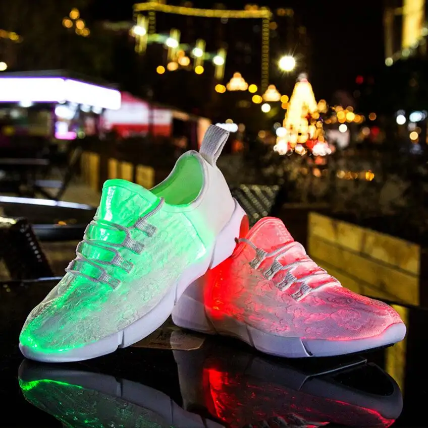 men and women New led light casual usb charging colorful flash coconut led couple shoes