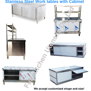 Commerical Kitchen Stainless Steel <strong>Worktable</strong> with Shelves and Cabinets - Product Image 6