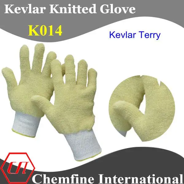 Résistant à la coupure kevlar tricoté gant éponge avec poignet élastique blanc, <span class=keywords><strong>k</strong></span>/w